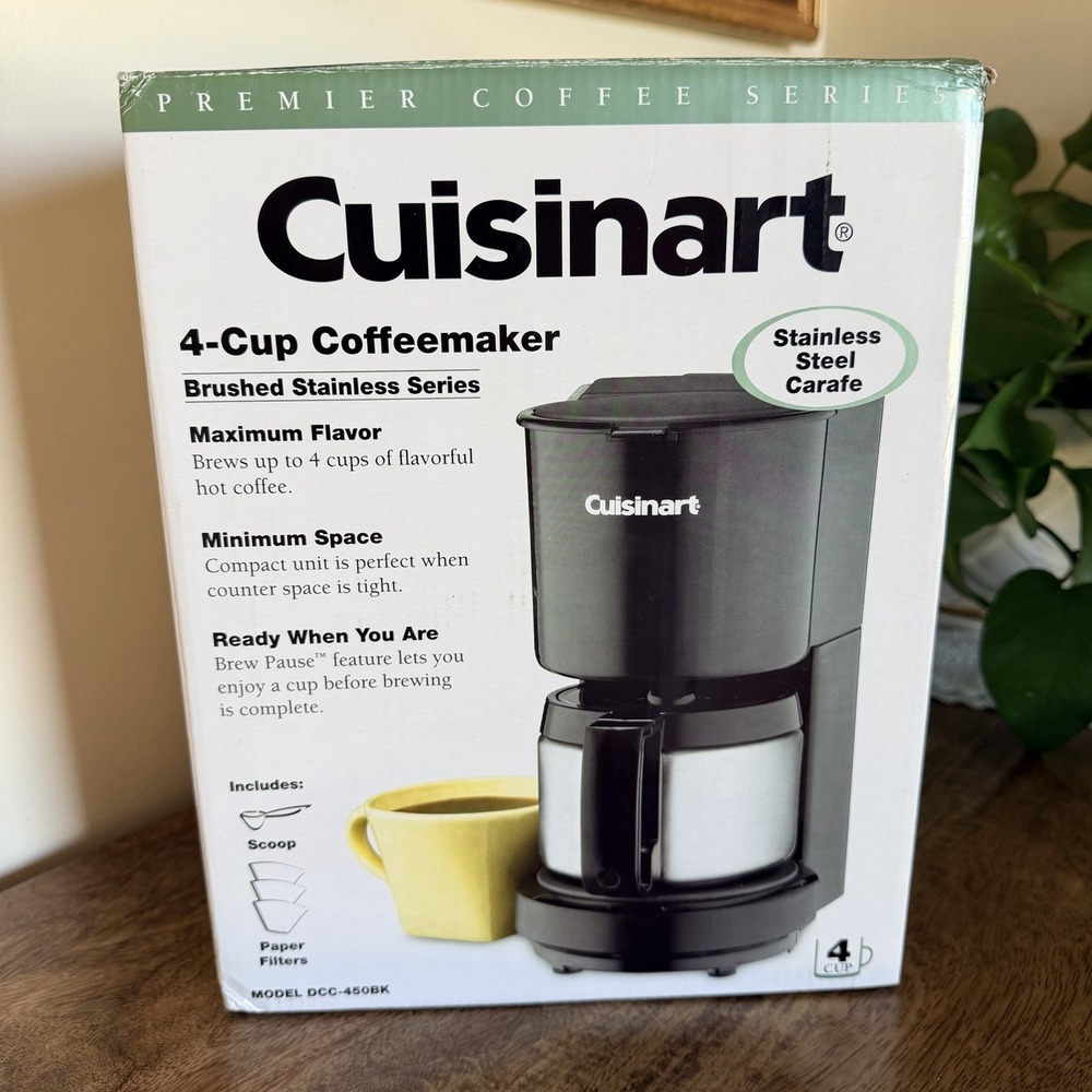 Cuisinart Premier Coffee Series 4-Cup Coffeemaker DCC-450BK Stainless Steel Pot
